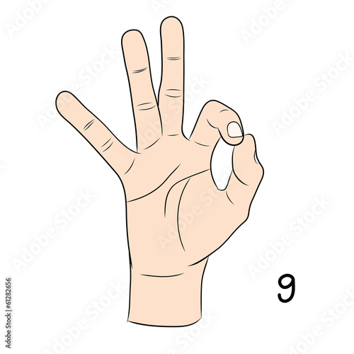 Sign language ,number 9
