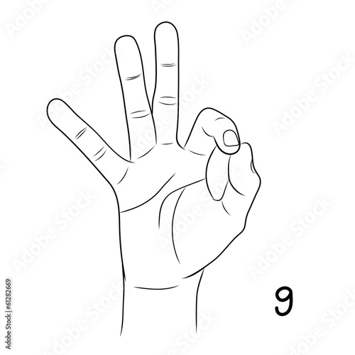 Sign language ,number 9