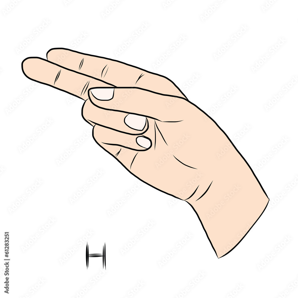 Sign language and the alphabet,The Letter h