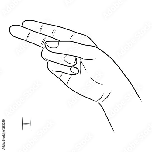 Sign language and the alphabet,The Letter h