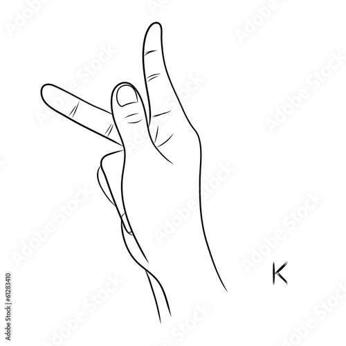 Sign language and the alphabet,The Letter k