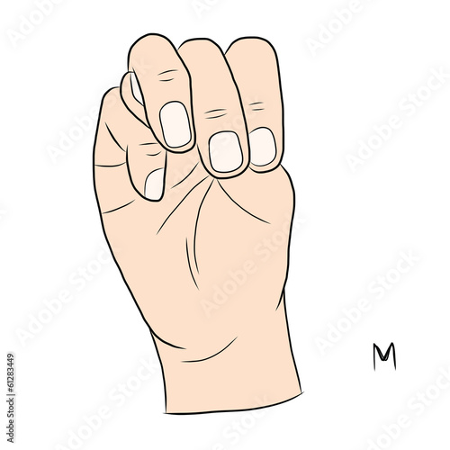 Sign language and the alphabet,The Letter m