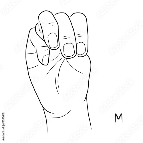 Sign language and the alphabet,The Letter m