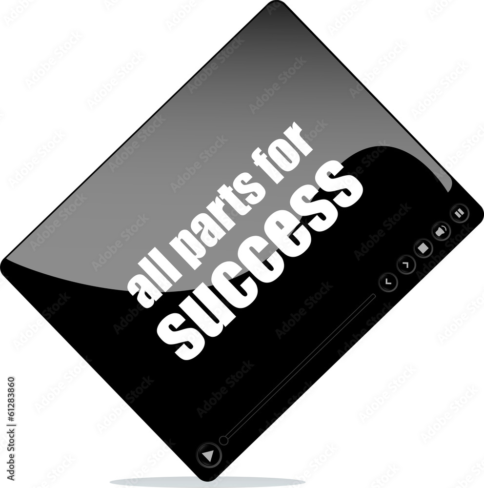 Video player for web with all parts for success words Video player for web with all parts for success words