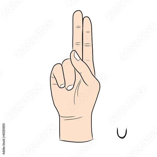 Sign language and the alphabet,The Letter u