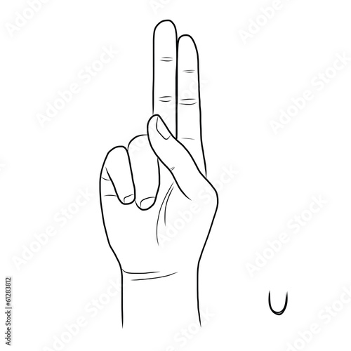 Sign language and the alphabet,The Letter u