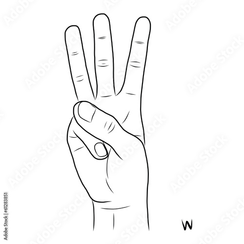 Sign language and the alphabet,The Letter w