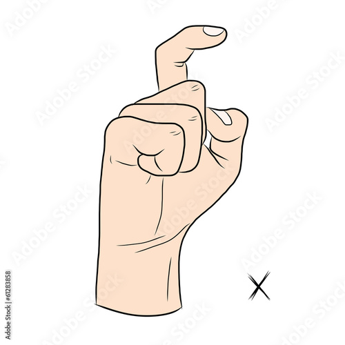 Sign language and the alphabet,The Letter x