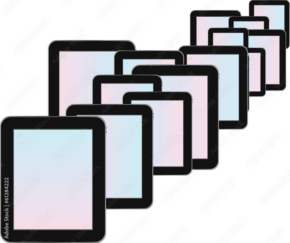 Modern digital tablet with blue screen isolated Modern digital tablet with blue screen isolated