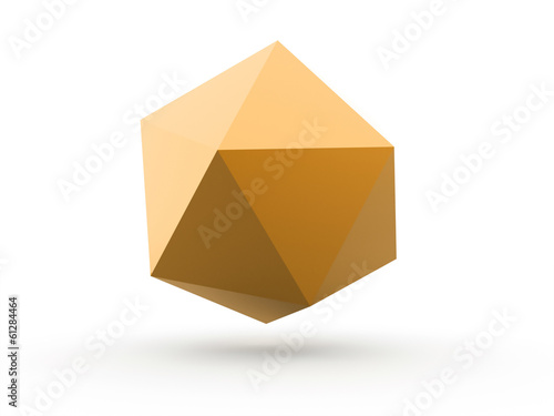 Abstract yellow polygonal sphere isolated