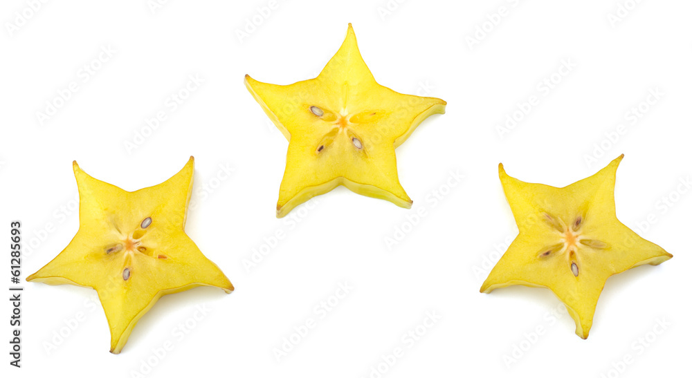 Carambola - starfruit isolated on white background Carambola - starfruit isolated on white background