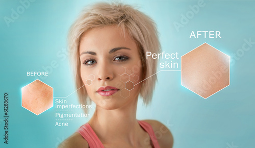 Photos Bright closeup portrait of beautiful woman with skin crops