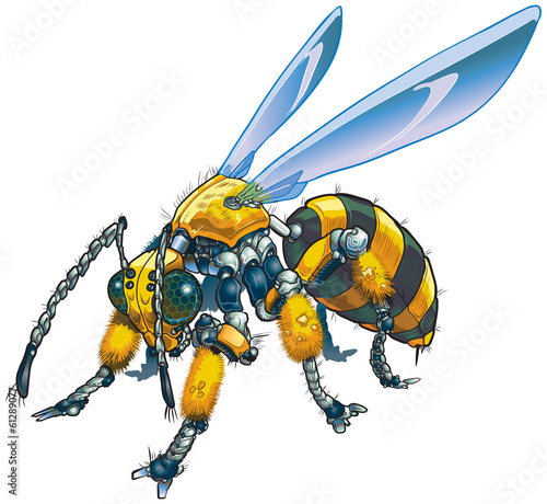 Robot Wasp Vector Clip Art Illustration