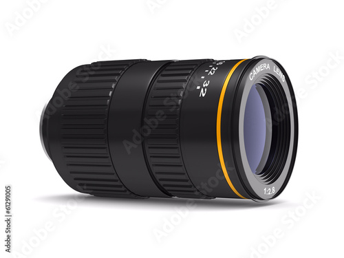 Camera lens on white backgr...