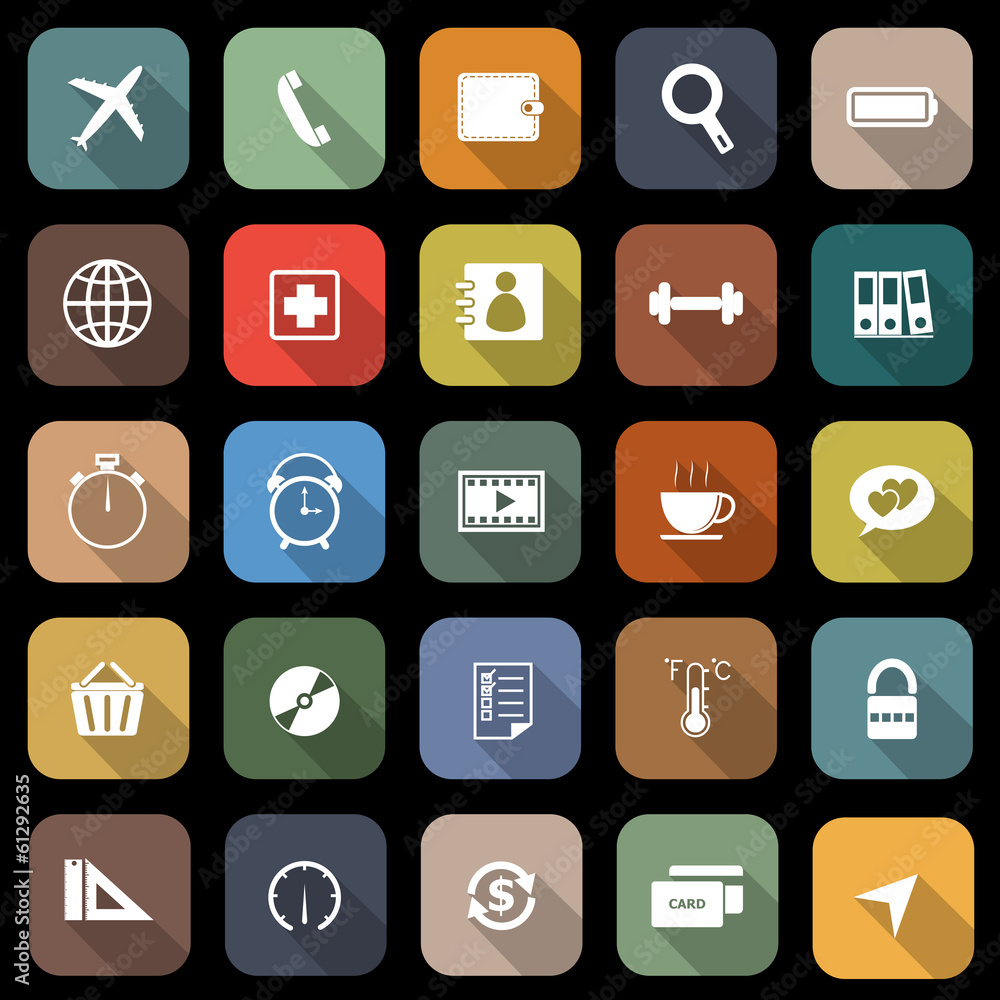 Application flat icons with long shadow. Set 2 Application flat icons with long shadow. Set 2