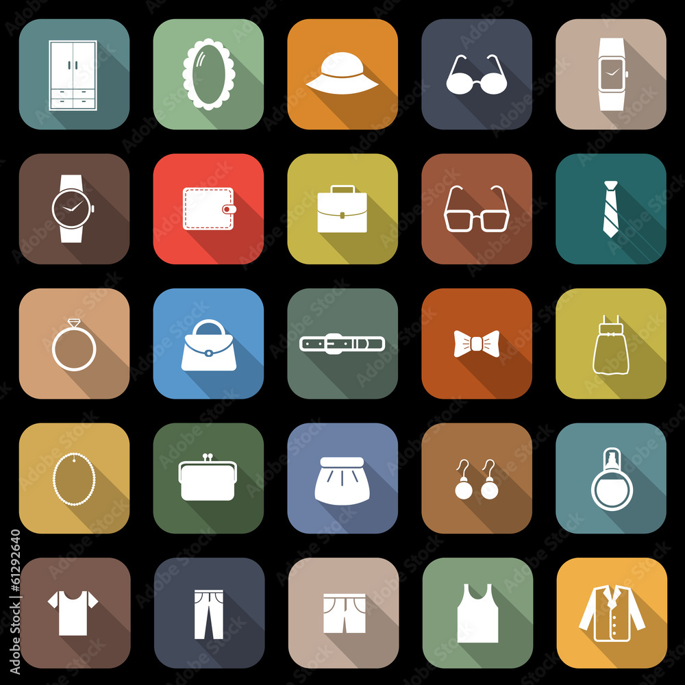 Dressing flat icons with long shadow Dressing flat icons with long shadow