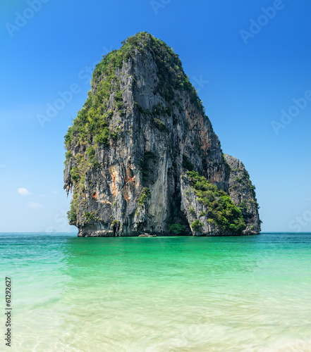 Clear water and blue sky. Phra Nang beach  Thailand