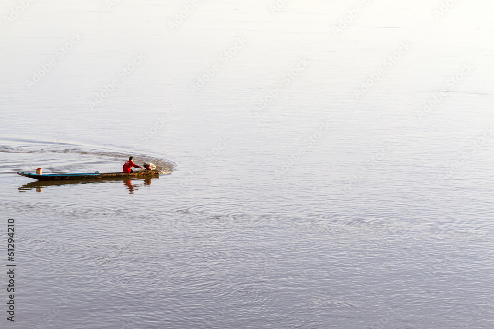 Fototapeta premium small ship on Mekong River