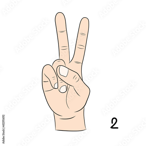 Sign language ,number 2