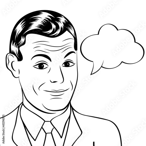 smiling businessman, pop art style illustration