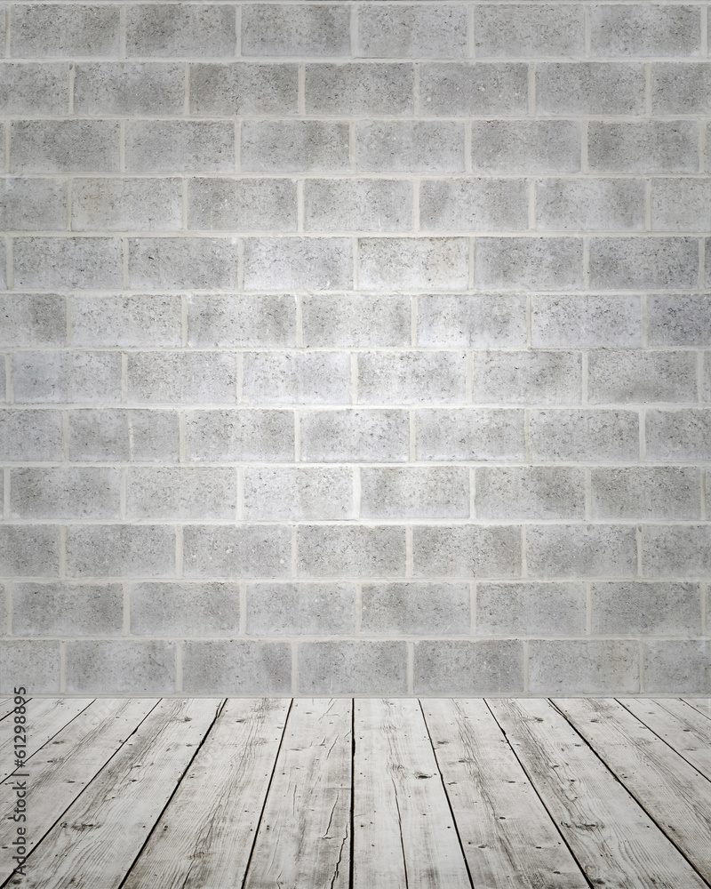 Fototapeta premium Stone Wall with Wooden Floor