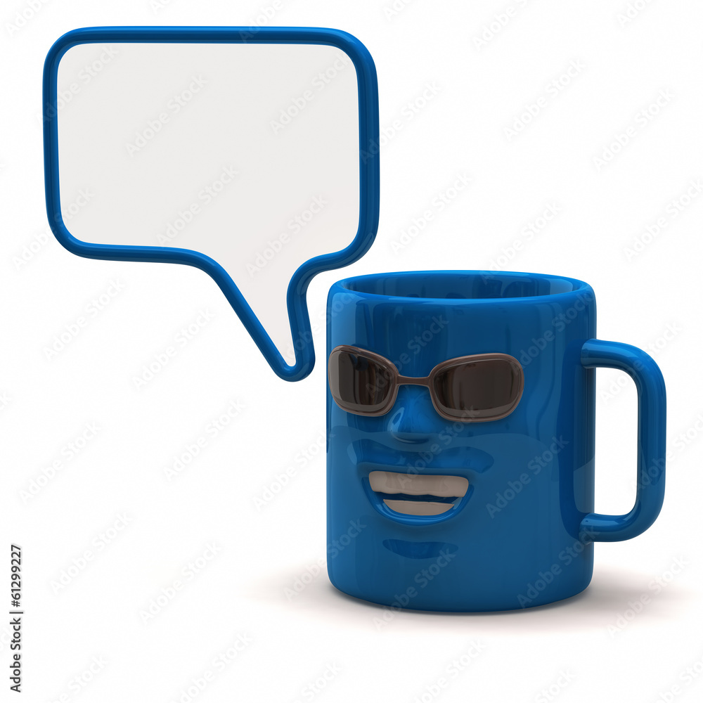 Fun blue mug and speech bubble Fun blue mug and speech bubble