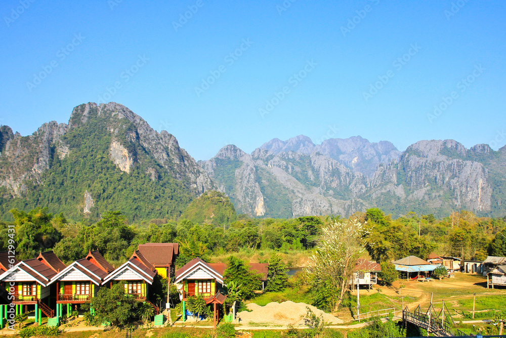 View of Vang Vieng, Laos.