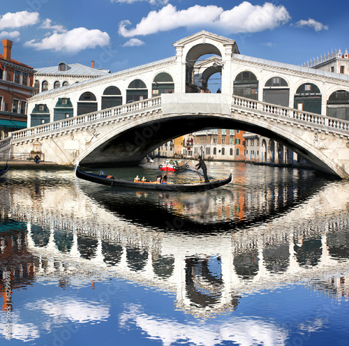 Venice with Rialto bridge in Italy