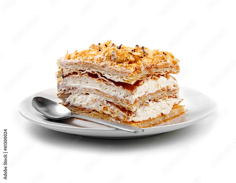 napoleon cake isolated on white napoleon cake isolated on white