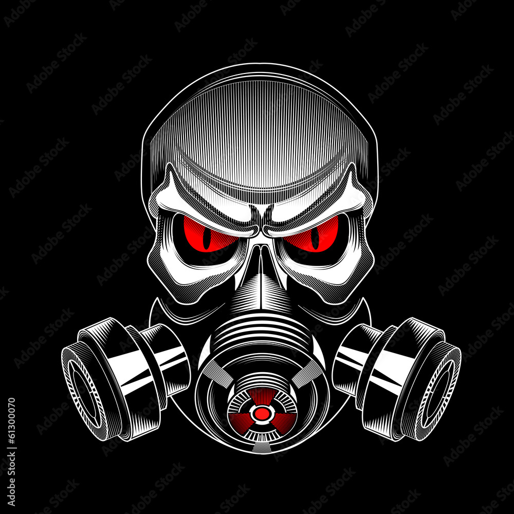 Fotografie skull wearing a gas mask
