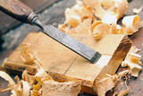 old wood chisel - vintage carpentry woodworking workshop