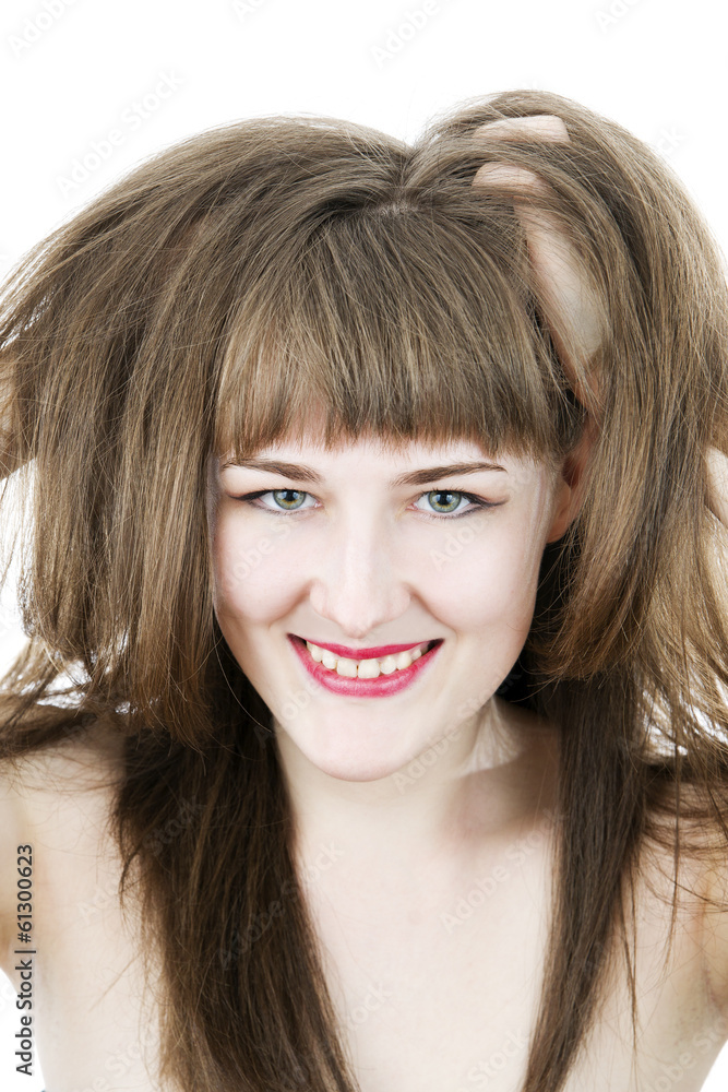 Portrait of beautiful girl on white background. Portrait of beautiful girl on white background.