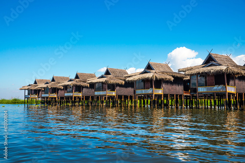 Ancient houses on the Inle Lake, Myanmar photo