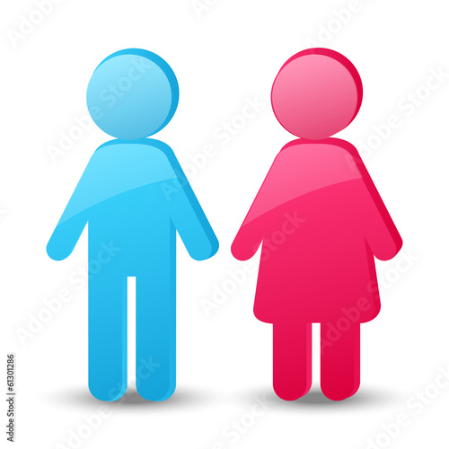 Girl and boy glossy icons