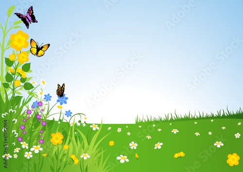 Spring Meadow - Cartoon Bac...