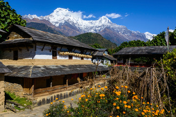 Handdoek met foto Nepal Ghandruk dorp in Annapurna regio  © Thomas Dutour
