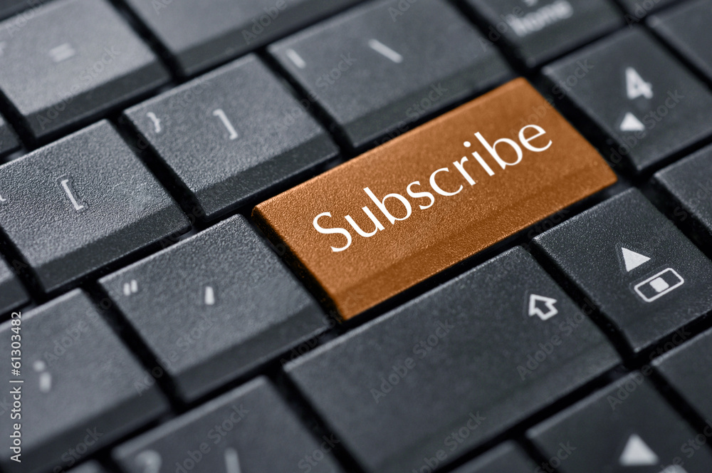 Words subscribe on button