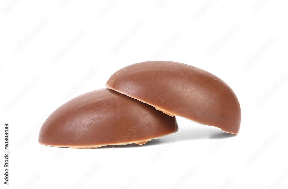 Two halfs of chocolate easter egg. Two halfs of chocolate easter egg.