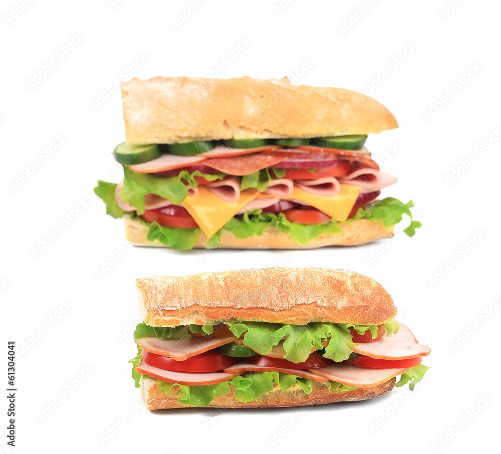 Two fresh sandwiches. Two fresh sandwiches.