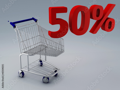 shopping cart and 50 percent