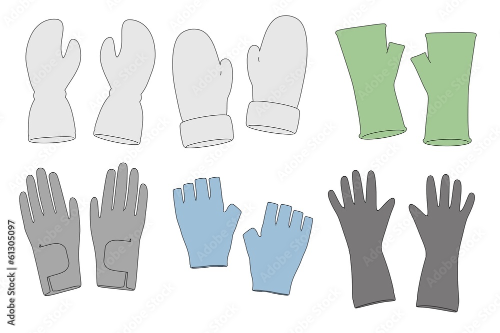cartoon image of winter gloves cartoon image of winter gloves