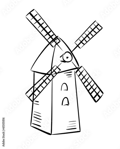 rural mill - vector sketch