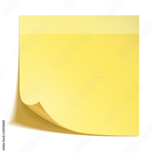 Yellow stick note paper on white background