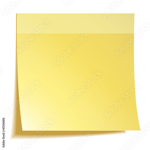 Yellow stick note paper on white background