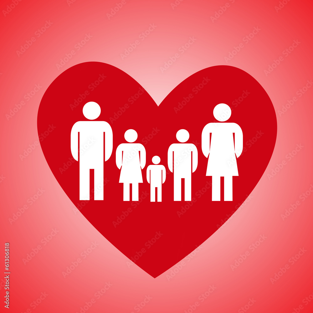 Red heart and family Red heart and family
