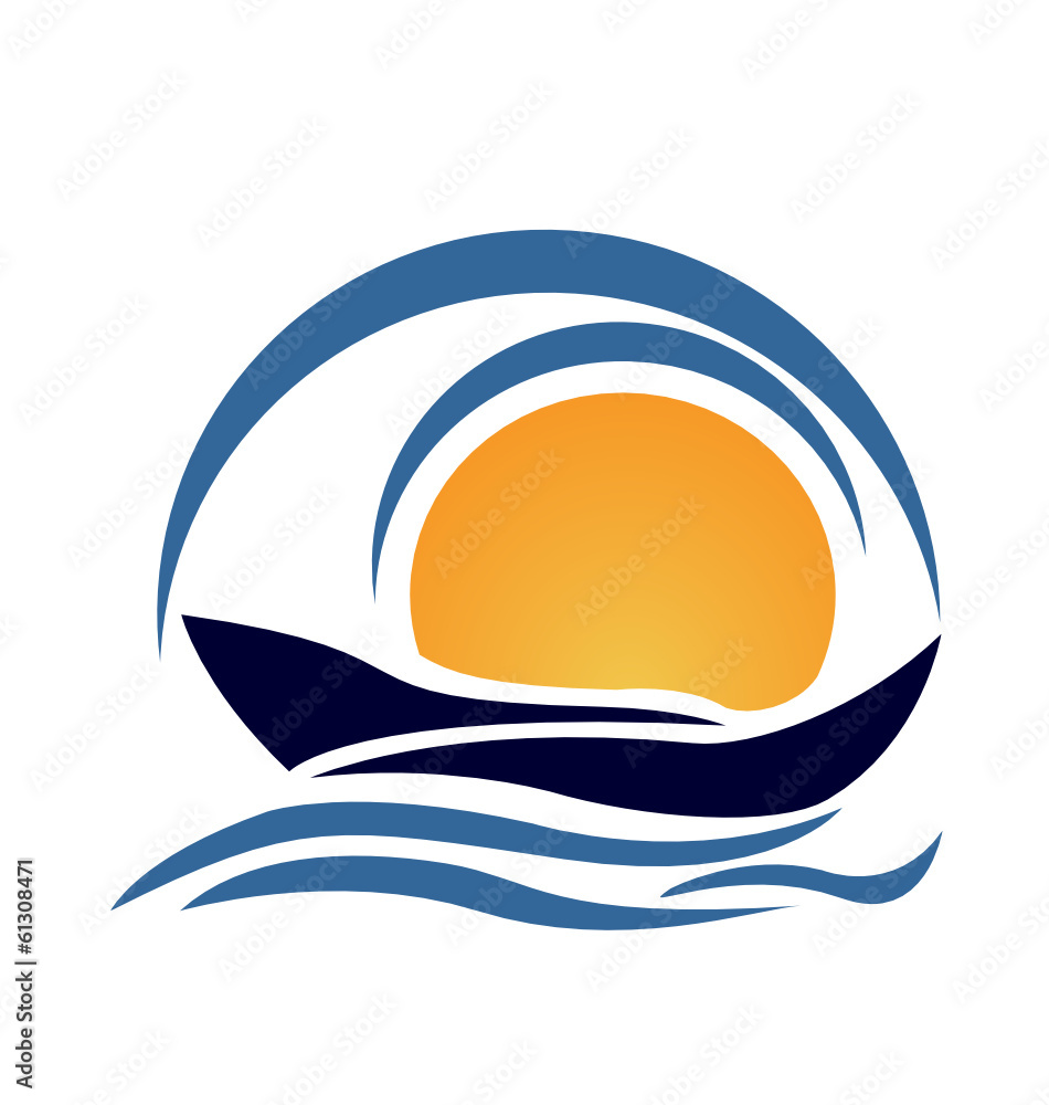Vector design of boat beach logo Vector design of boat beach logo