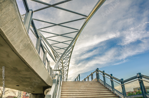 Flight of Stairs to a Modern Pedestrian Bridge