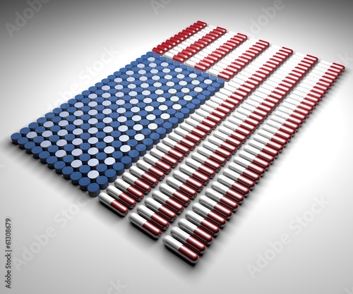 Capsule e pillole a forma di bandiera americana