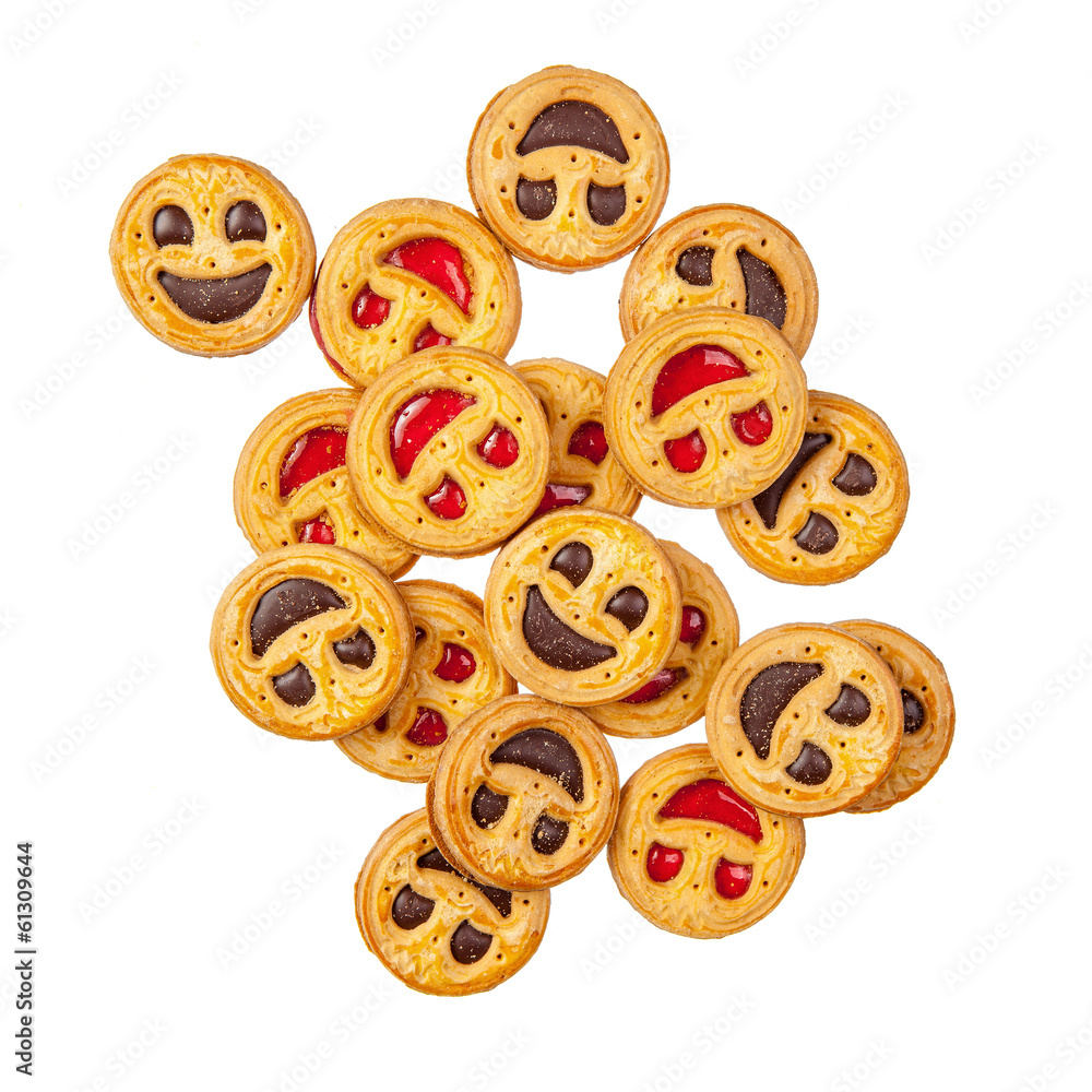 Fototapeta premium Round cookies with smiles isolated