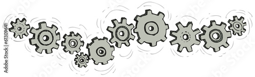 Vector cartoon gear wheels isolated on white background